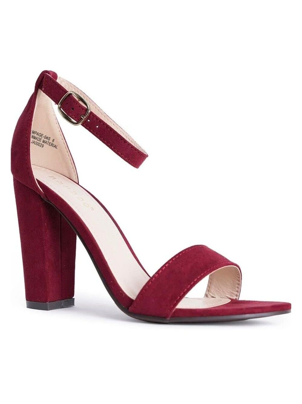 BAMBOO Rampage Faux Suede Heeled Block Sandal Ankle Strap Women US 9